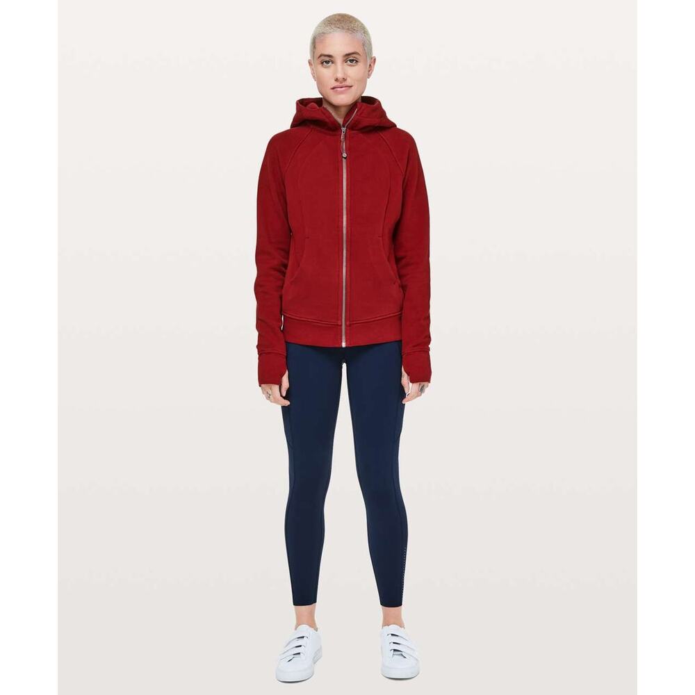 Lululemon Scuba Full Zip Hoodie Jacket in Dark Sport Red Cotton Fleece Athletic - Picture 11 of 11